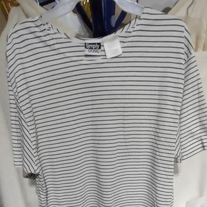 (718) Simply basic striped top, blouse, Size L short sleeve